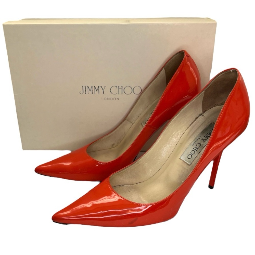 Jimmy Choo Tangerine Patented Leather Heels